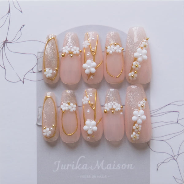 Pink cherry blossom press on nails