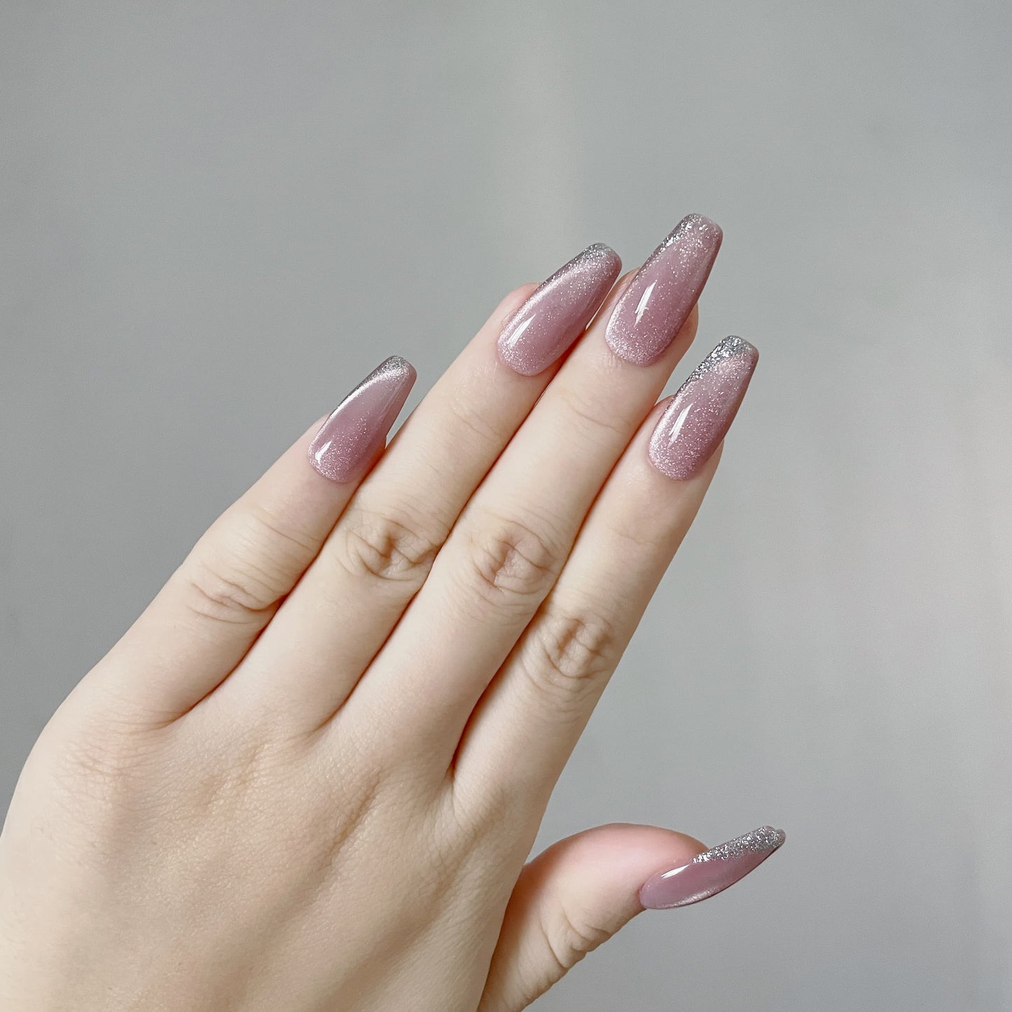 Long Almond Pink Chrome Press-On Nails (#30) – Jurika Maison