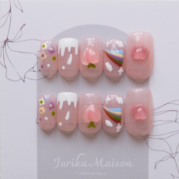 Jurika Maison cute rainbow press on nails