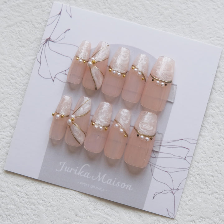 Jurika Maison long French nude press on nails