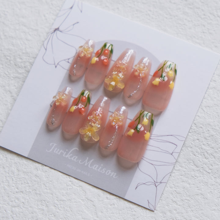 Jurika Maison luxury handmade flower patterned press on nails