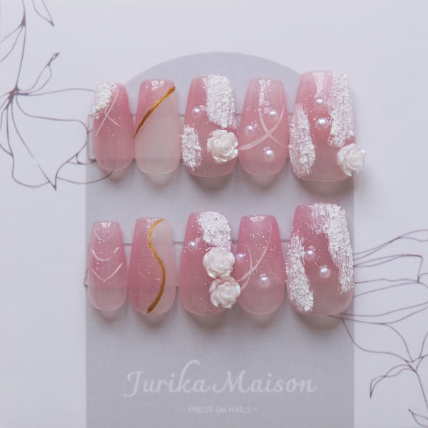 Jurika Maison pink flower press on nails